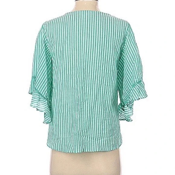 LC Lauren Conrad Plus Size Seersucker Flounce Blouse - Picture 3 of 11